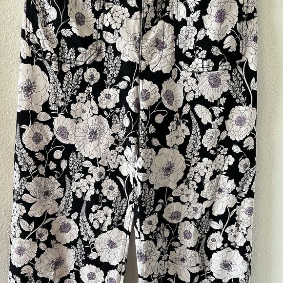Anthropologie Maeve The Colette Black Floral Print Wide Leg Pants Size 27 - Picture 3 of 15